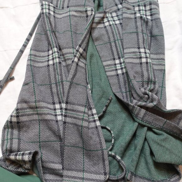 Zara Trafaluc plaid mini wrap dress V neck grey & white Women's size S - Picture 8 of 10
